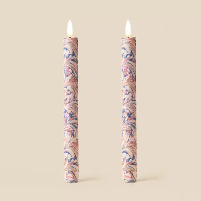 LED Candles Fabric Wrapped LED Candles - Pack of Two Brick & Sky Marble 27648