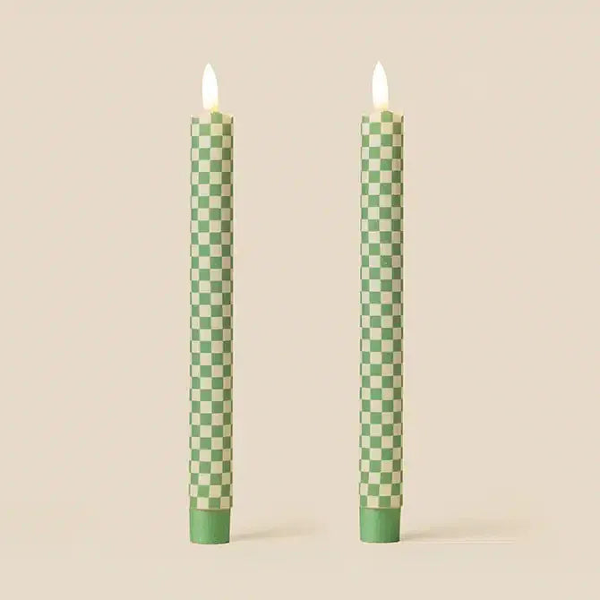 LED Candles Fabric Wrapped LED Candles - Pack of Two Emerald Ric Rac 27631