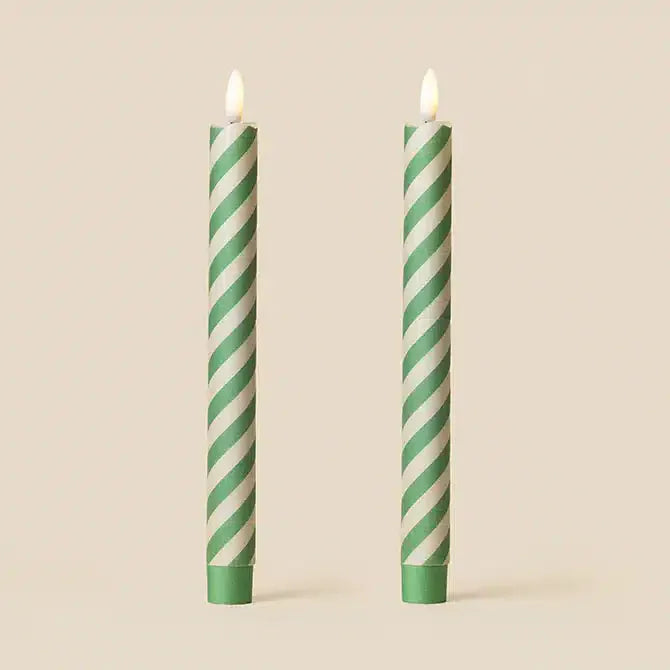 LED Candles Fabric Wrapped LED Candles - Pack of Two Emerald Twirl 27633