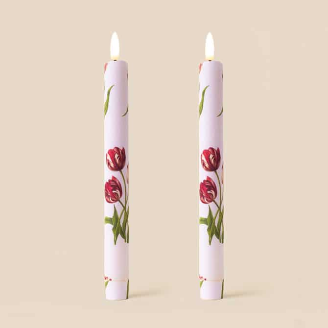 LED Candles Fabric Wrapped LED Candles - Pack of Two Heritage Tulip 27153