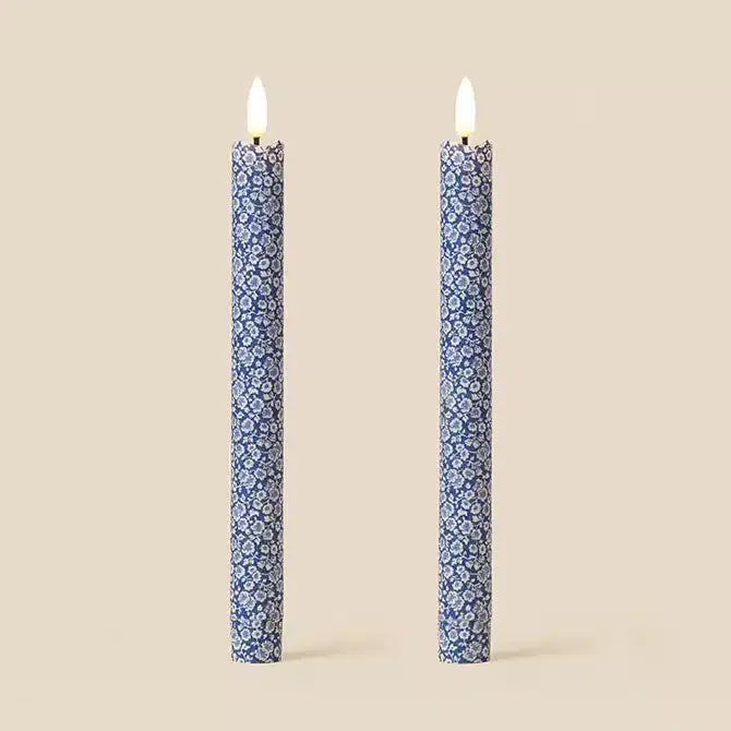 LED Candles Fabric Wrapped LED Candles - Pack of Two Indigo Floral 27154