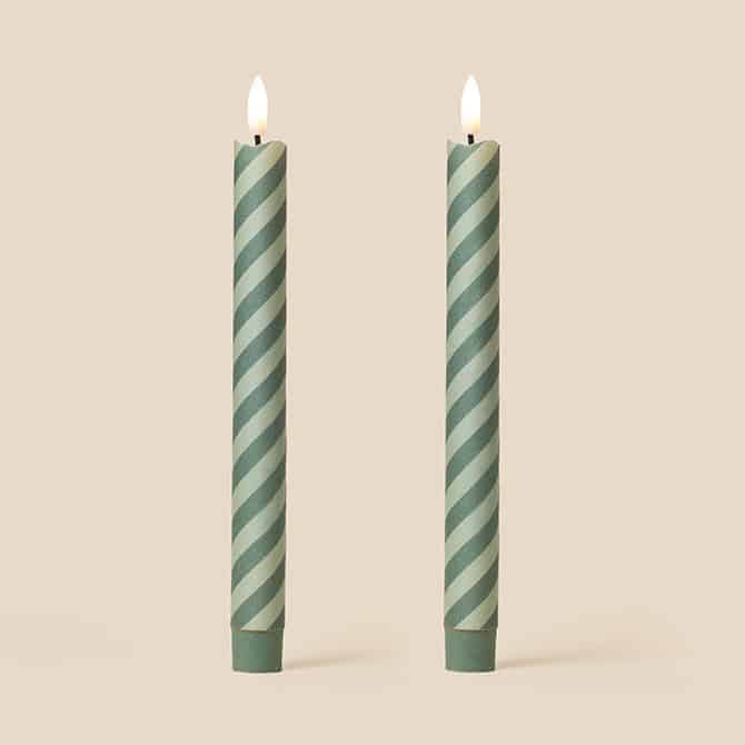 LED Candles Fabric Wrapped LED Candles - Pack of Two Rosemary & Sage Twirl 27149