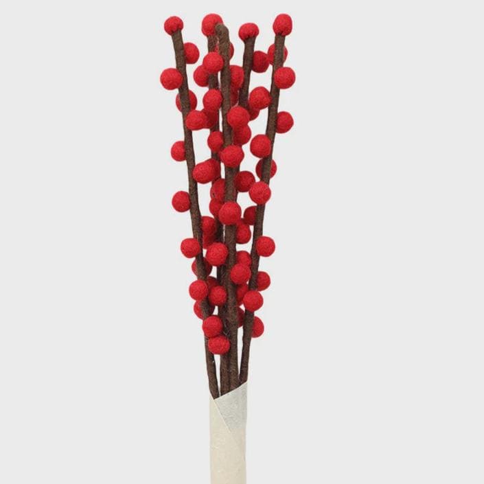 Xmas Felt Branch with Berries Red 23438