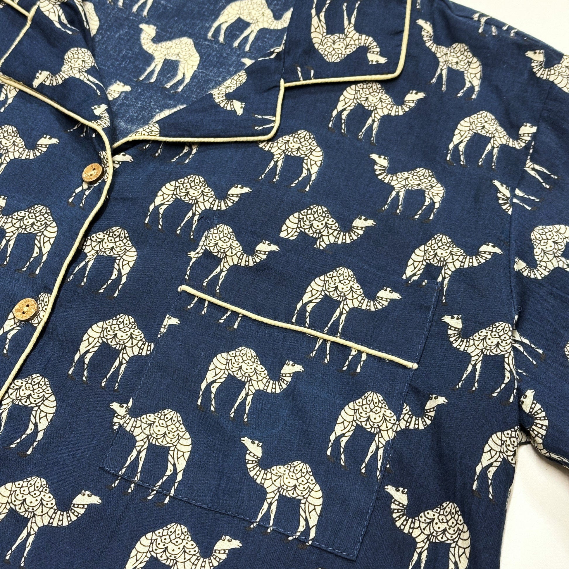 Pyjamas Fine Cotton PJ's - Camels on Navy