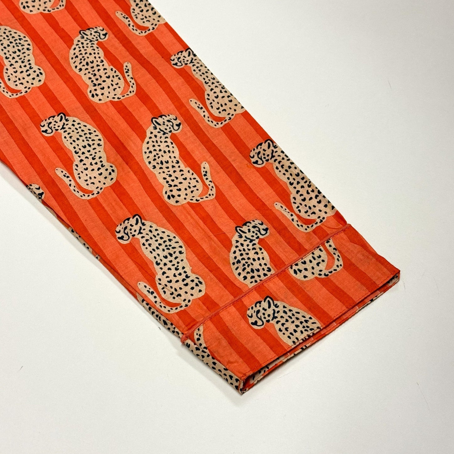 Pyjamas Fine Cotton PJ's - Cheetahs on Apricot & Orange Stripe