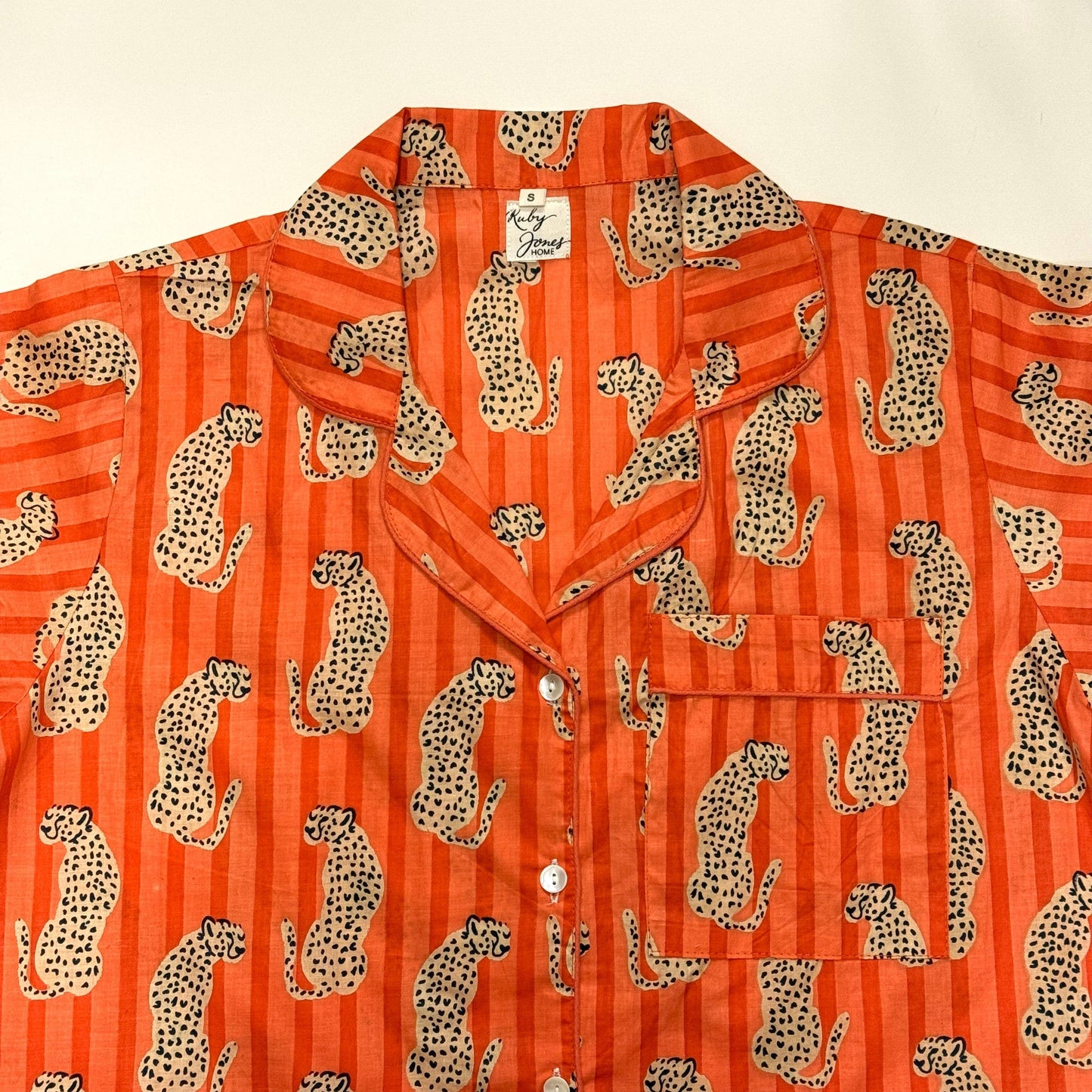 Pyjamas Fine Cotton PJ's - Cheetahs on Apricot & Orange Stripe