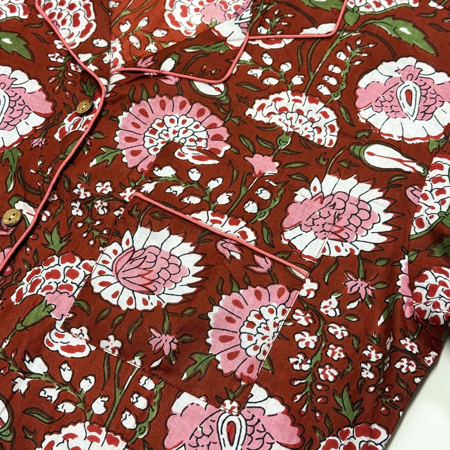 Pyjamas Fine Cotton PJ's - Pink Blooms on Brick