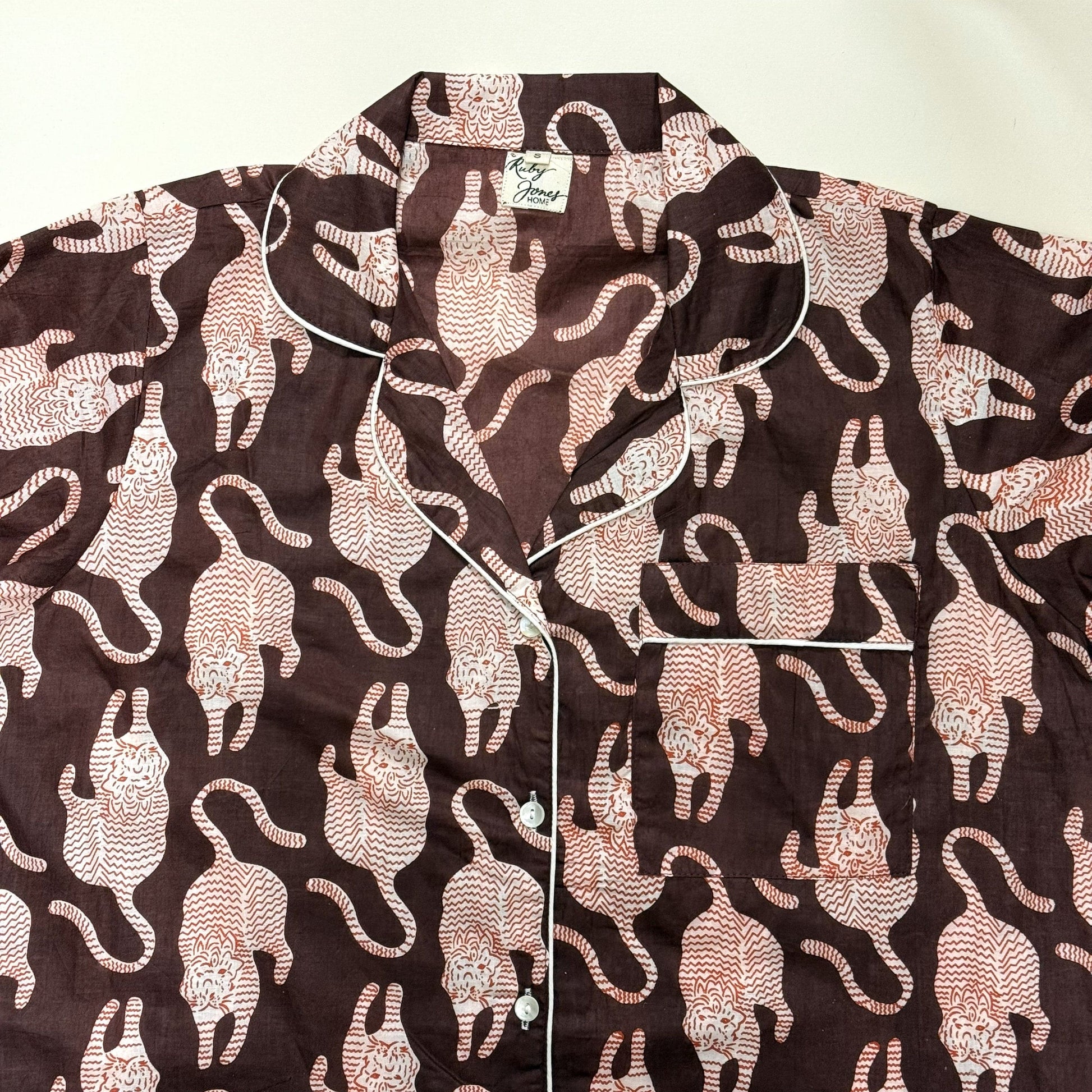 Pyjamas Fine Cotton PJ's - Red Tigers on Conker