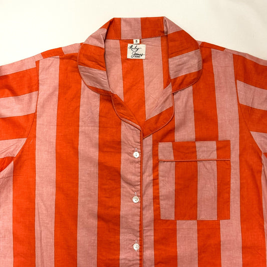 Pyjamas Fine Cotton PJ's - Tangerine Wide Stripe