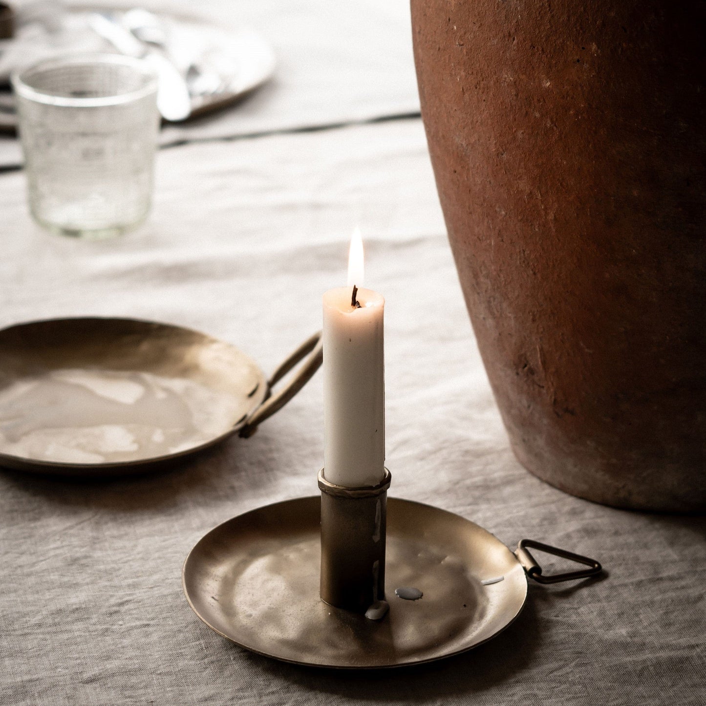 Pillar Candle Holders Forged Plate Candle Holder 23459