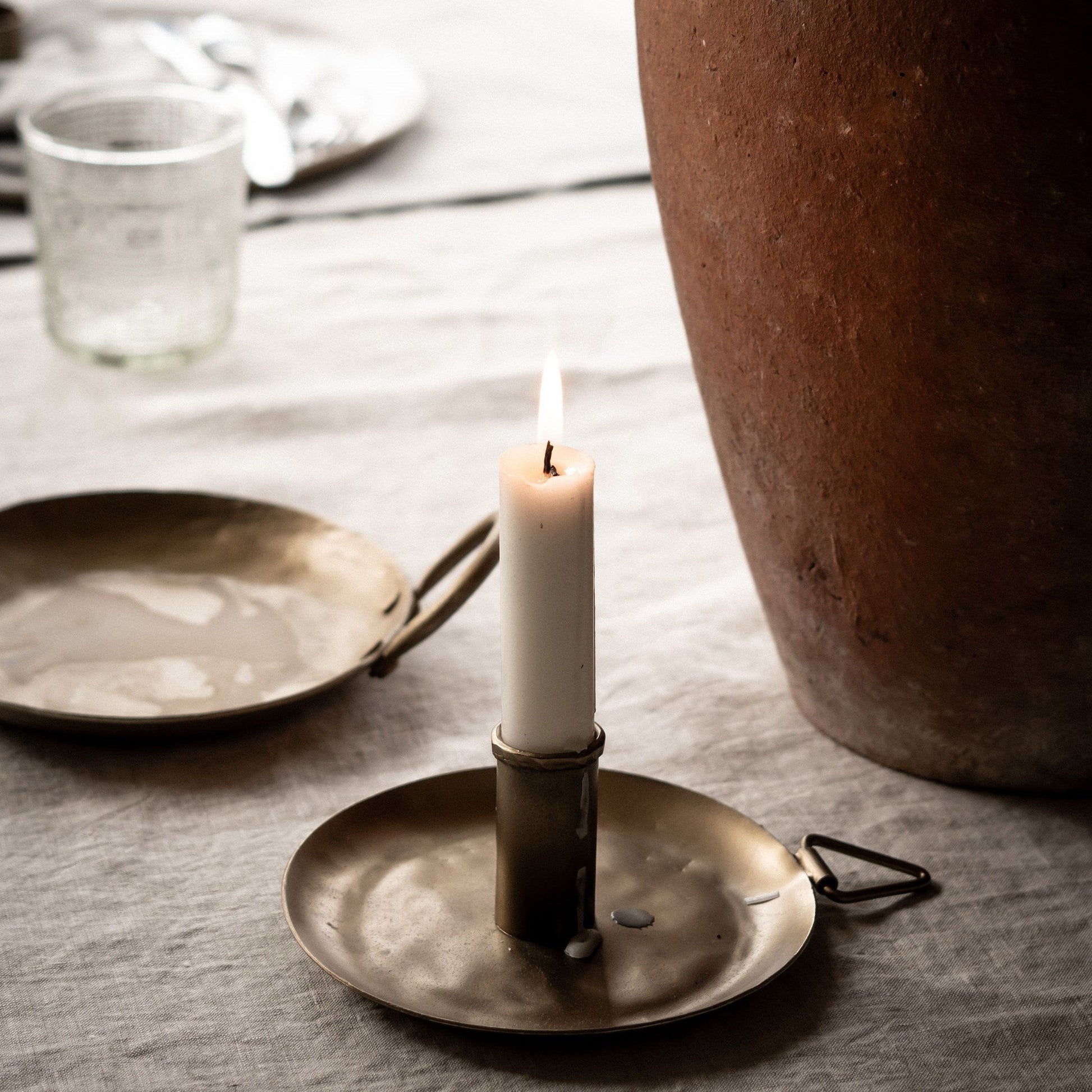 Pillar Candle Holders Forged Plate Candle Holder 23459