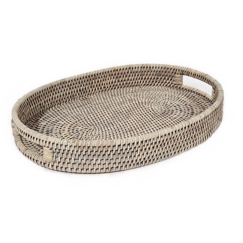 Kitchenalia Grey Rattan Oval Tray 28184