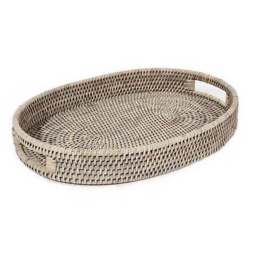 Kitchenalia Grey Rattan Oval Tray 28184