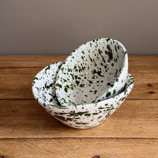 Bowls Handmade Oval Splatter Bowl Small / Green 25315
