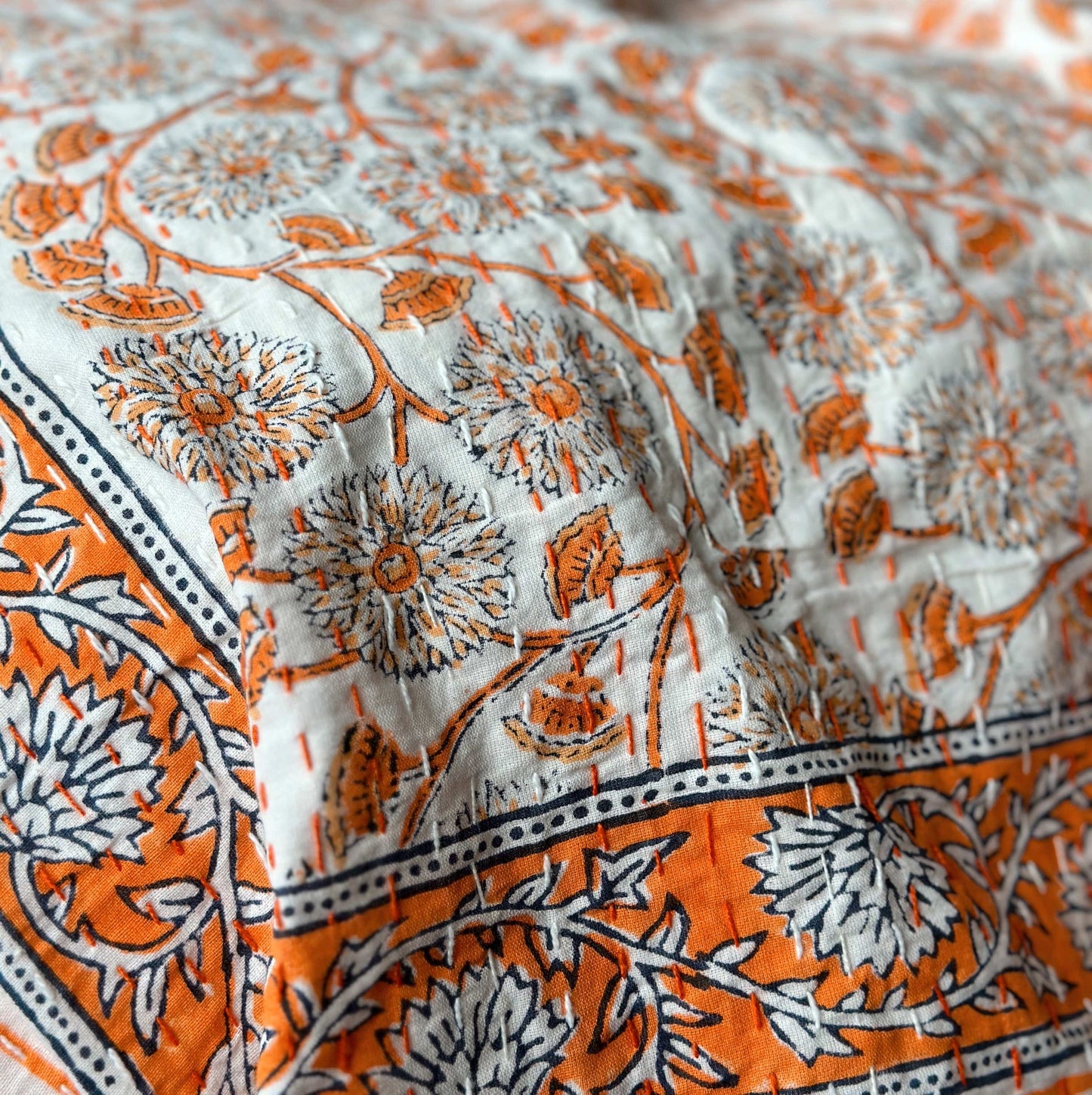 Kanthas & Kantha Quilts Kantha Quilt - Marigold Climber 23631