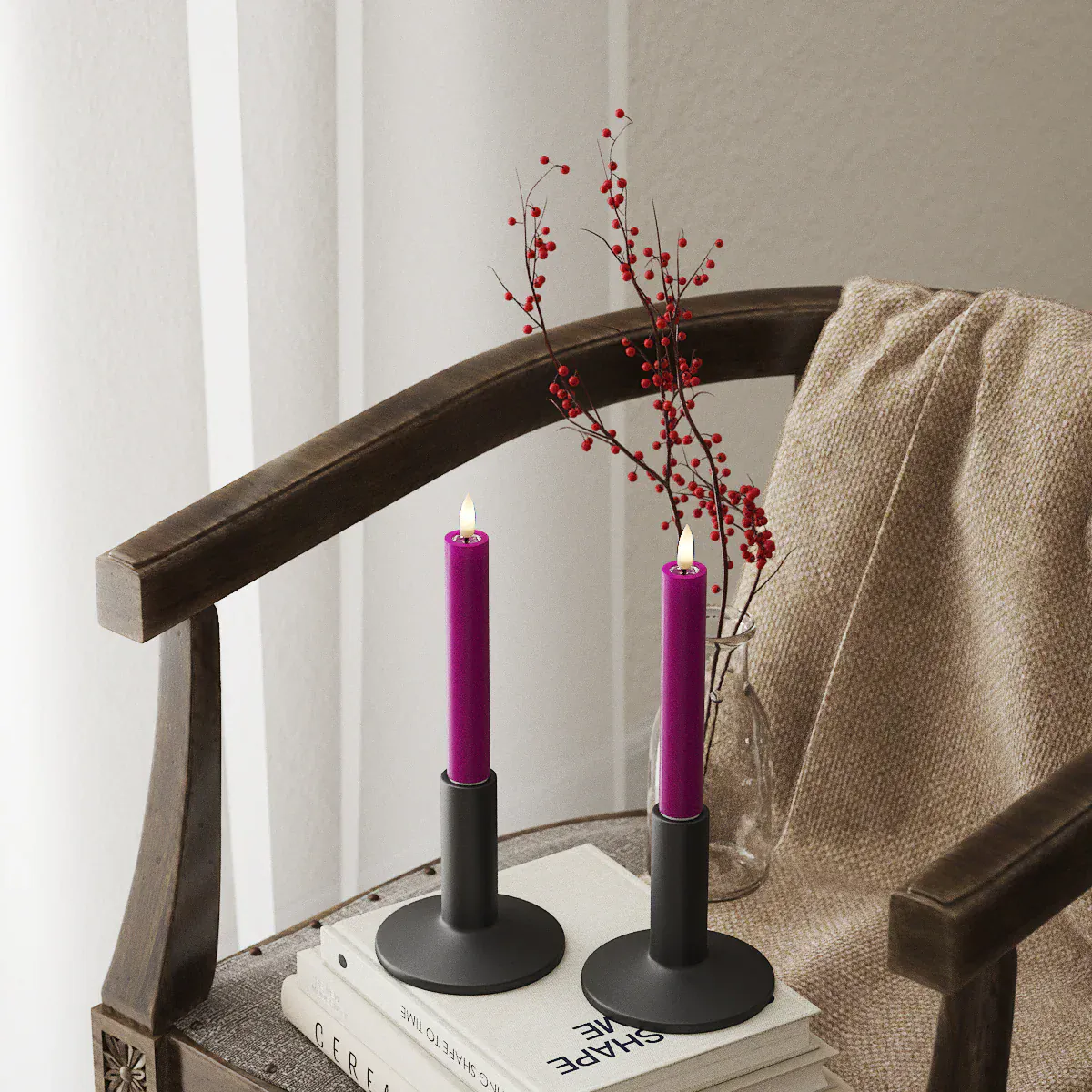 LED Candles LED Dinner Candle - 15cm - Pack of Two Violet 27586