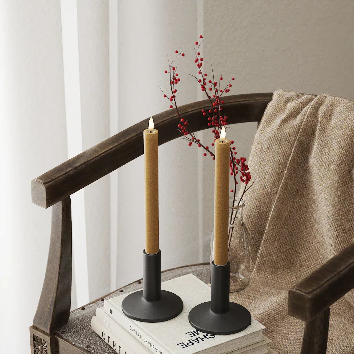 LED Candles LED Dinner Candle - 24cm - Pack of Two Curry 23402