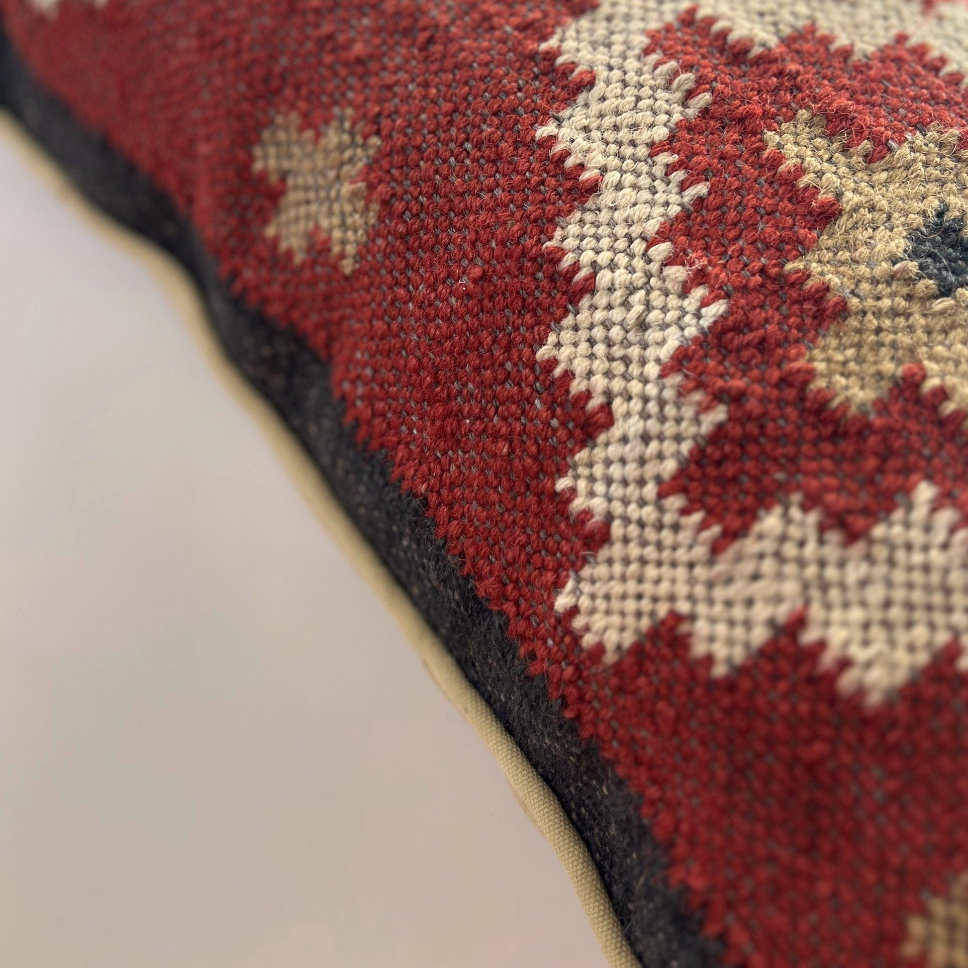 Cushions Lumbar Cushion - Handwoven Kilim/ Brick, Oatmeal & Charcoal 25744