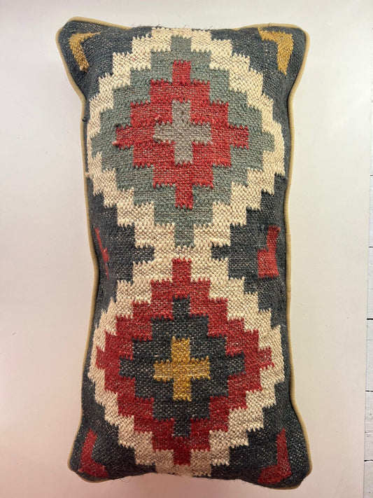 Cushions Lumbar Cushion - Handwoven Kilim/ Sand, Brick, Charcoal & Sea Foam 25742