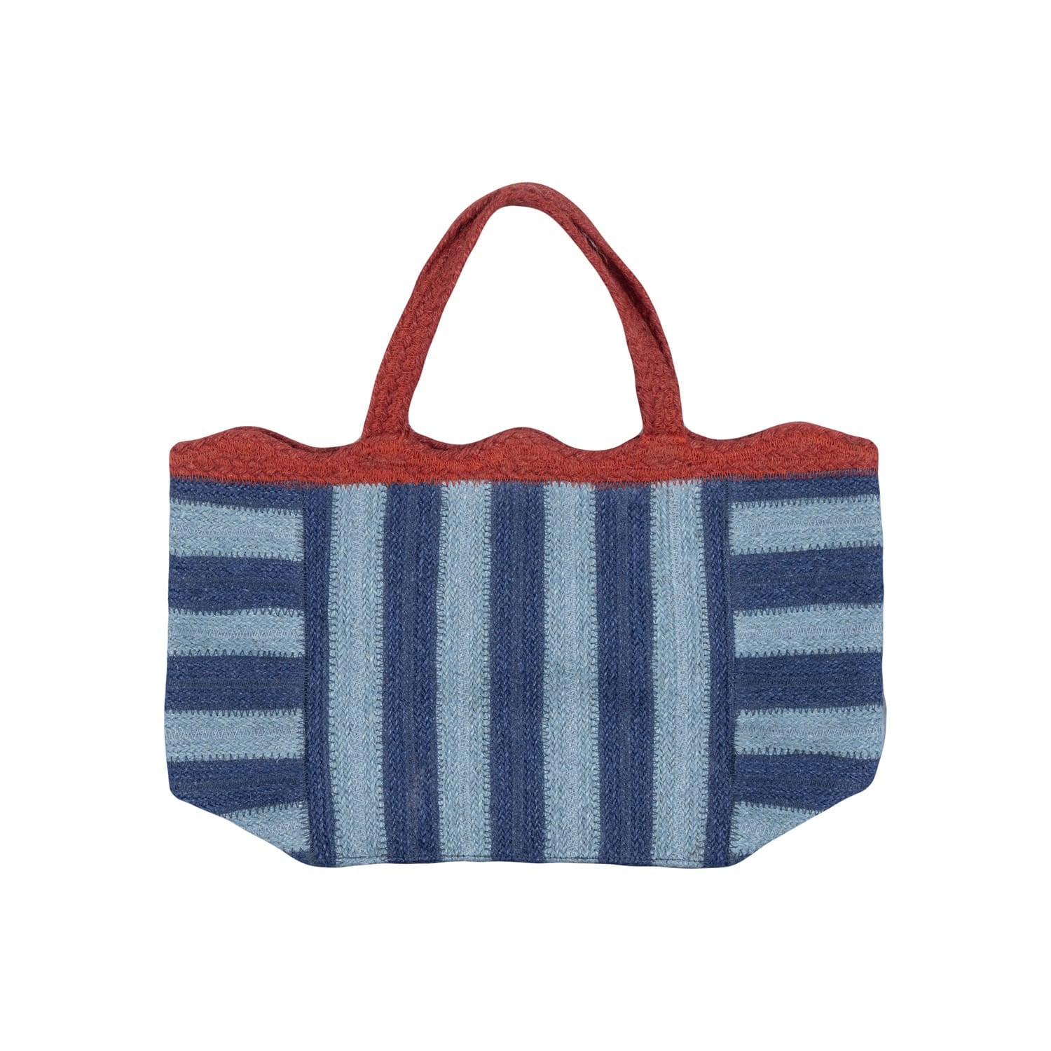 Tote Bags Mini Scalloped Jute Tote Blueberry 27116