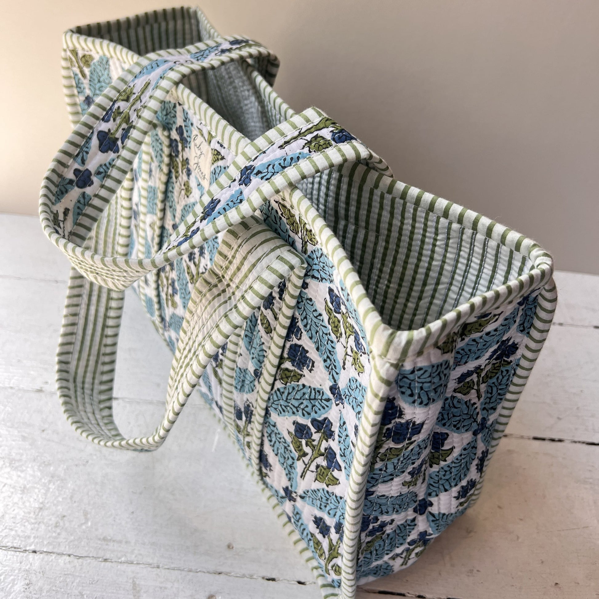 Tote Bags Mini Tote - Blue Wildflowers on Trellis 28276