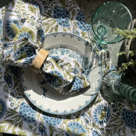 Cloth Napkin - Blue & Olive Botanical 24930