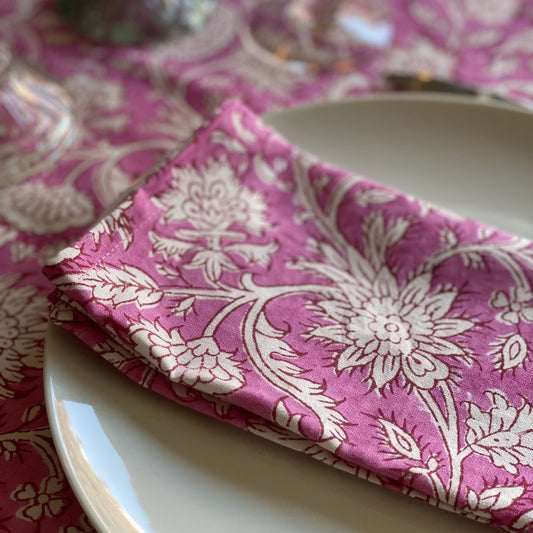 Kapoor Carpets & Textiles Table Cloths & Napkins Napkins - Fuchsia Floral - Set of 4 20136