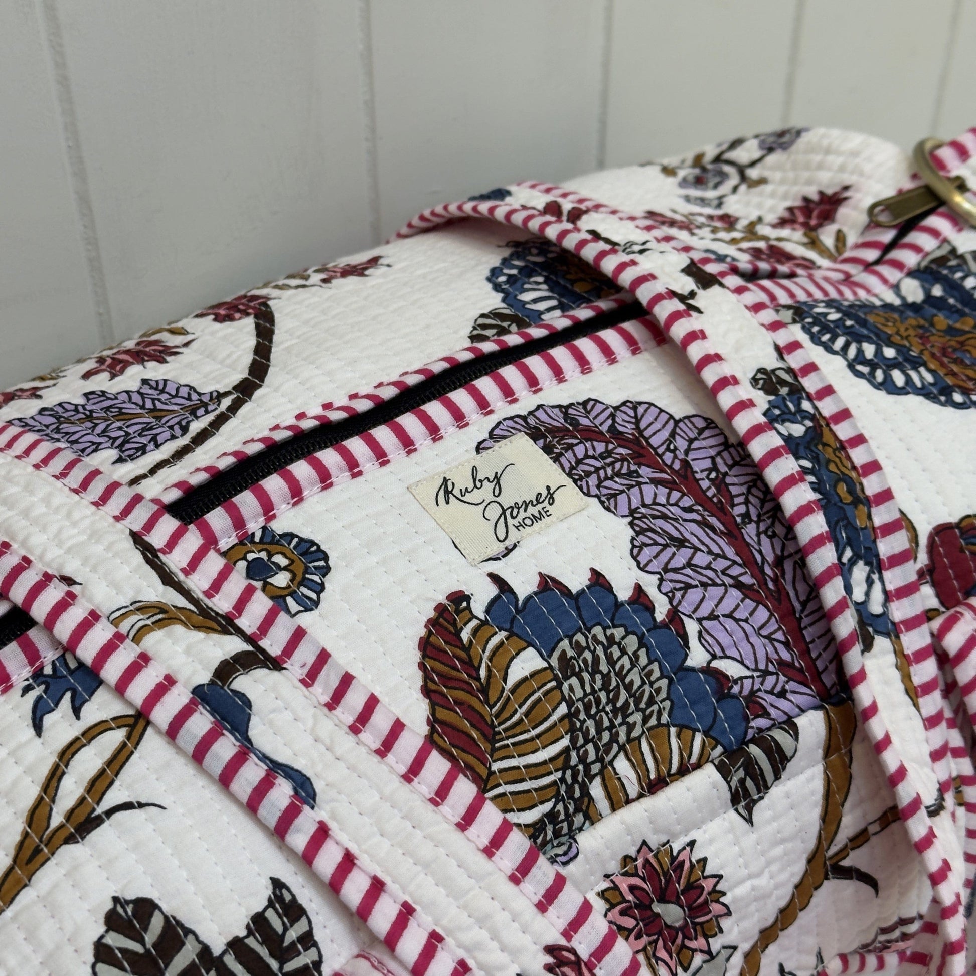 Overnighter Bags Overnighter - Blue & Rose Botanicals on White 26804