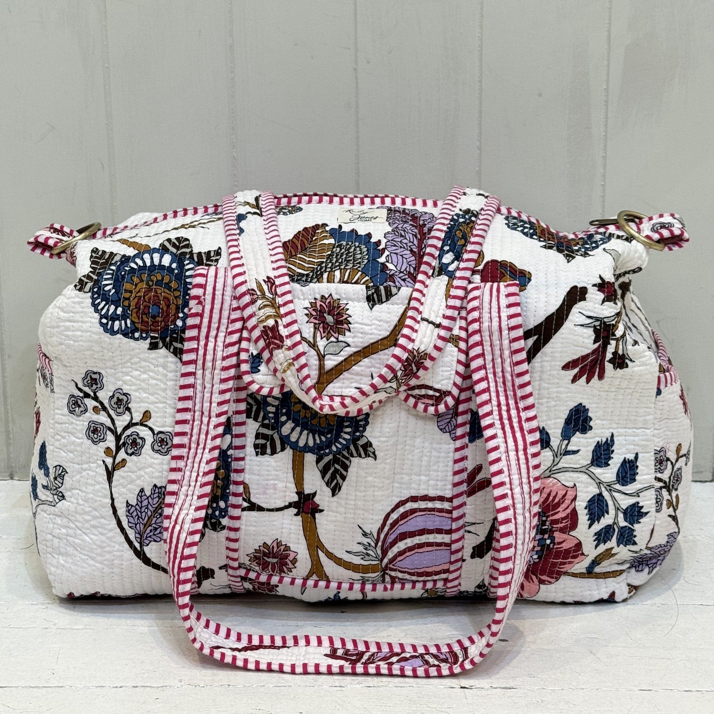 Overnighter Bags Overnighter - Blue & Rose Botanicals on White 26804
