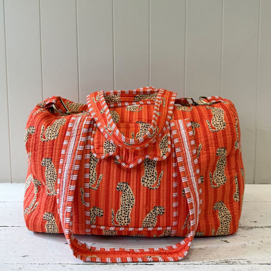 Overnighter Bags Overnighter - Cheetahs on Orange & Apricot Stripe 25503