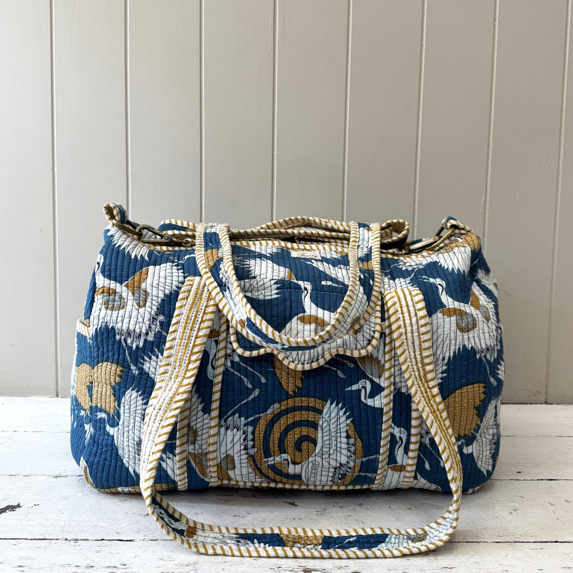 Overnighter Bags Overnighter - Golden Cranes on Sapphire Blue 25437
