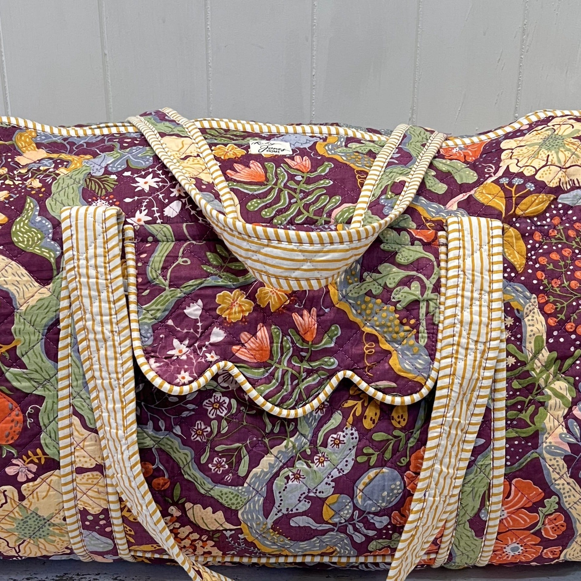 Overnighter Bags Overnighter - Nasturtiums on Aubergine 27827