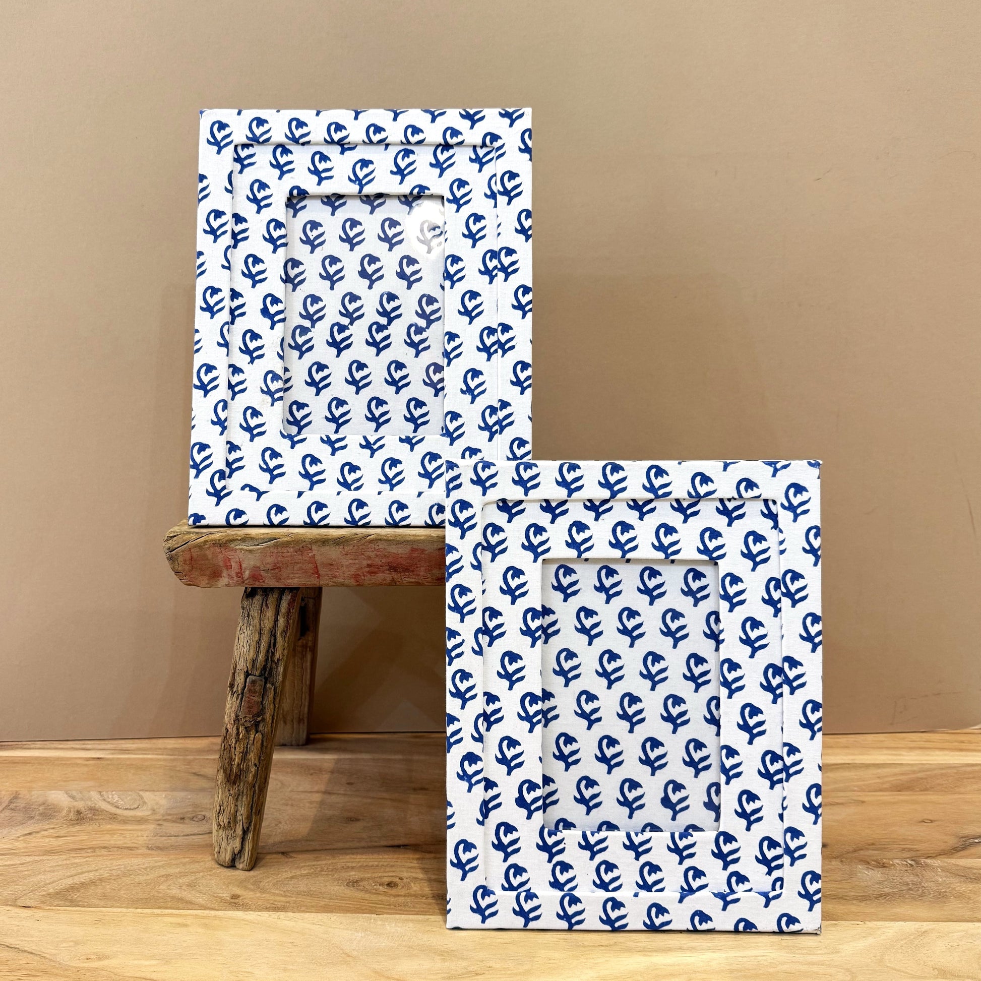 Photo Frames Photo Frame - Handmade Block Print Indigo Seedlings / Portrait 27572
