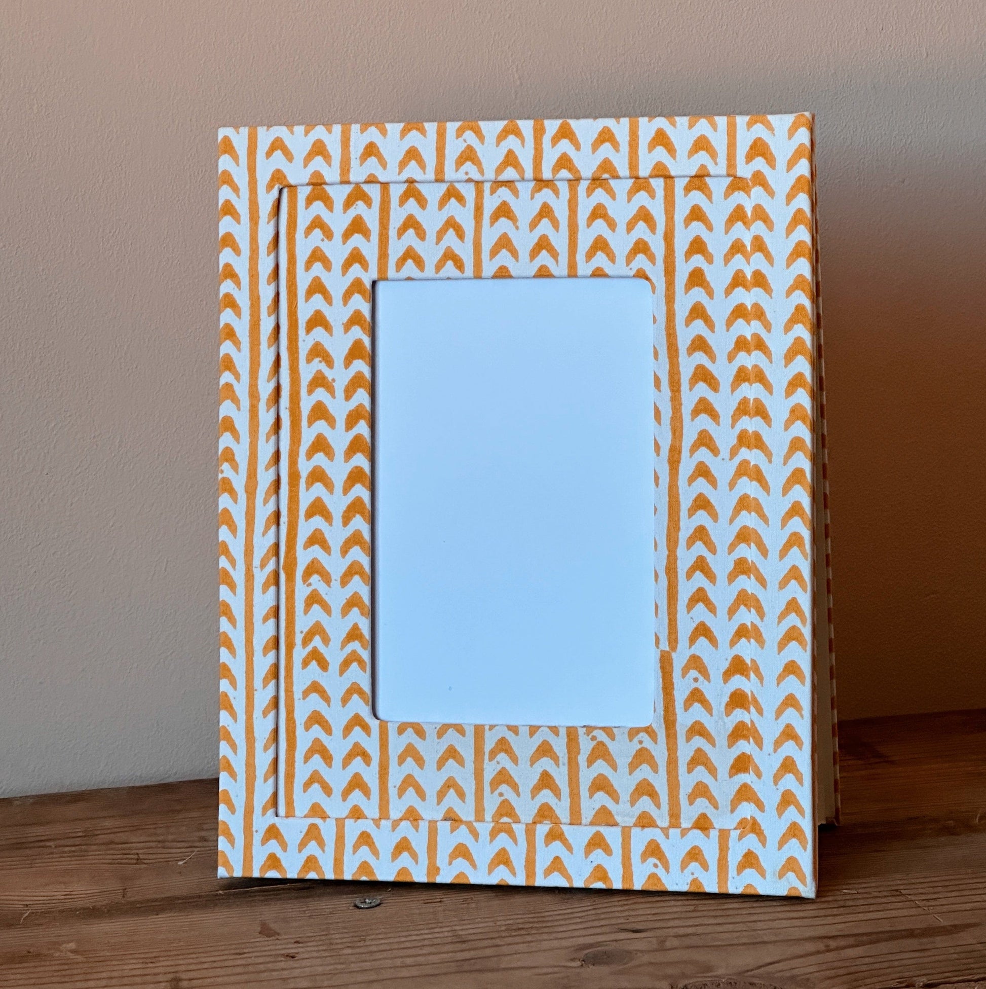 Misc Photo Frame - Handmade Block Print Ochre Geometric 22956