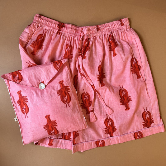Pyjamas PJ Shorts - Lobsters on Blush