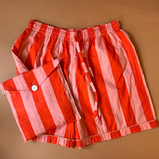 Pyjamas PJ Shorts - Tangerine Wide Stripe