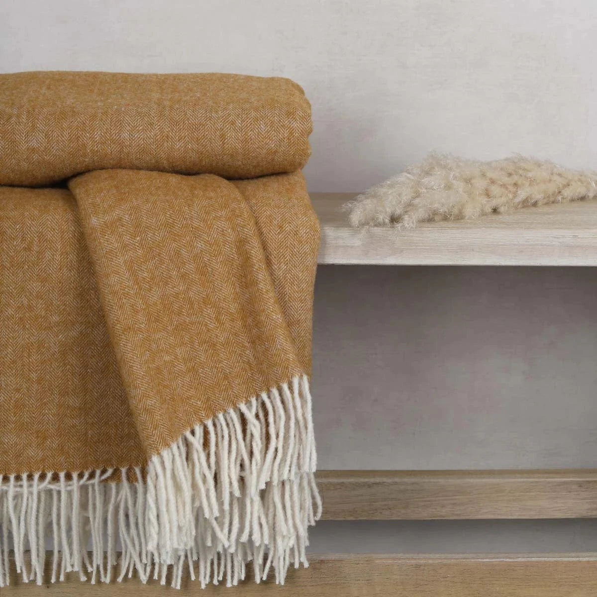 Woollen Throws Pure Wool Throw - Ochre 26325
