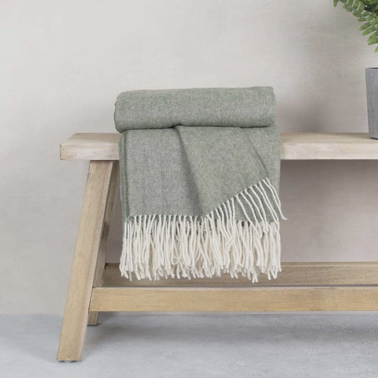 Woollen Throws Pure Wool Throw - Olive 26328