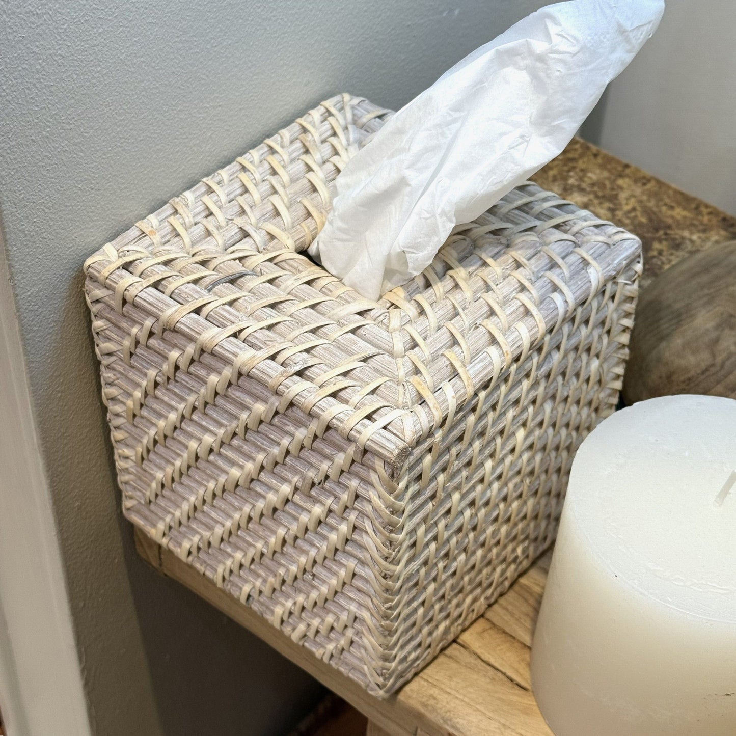 Misc Rattan Square Tissue Box 27537