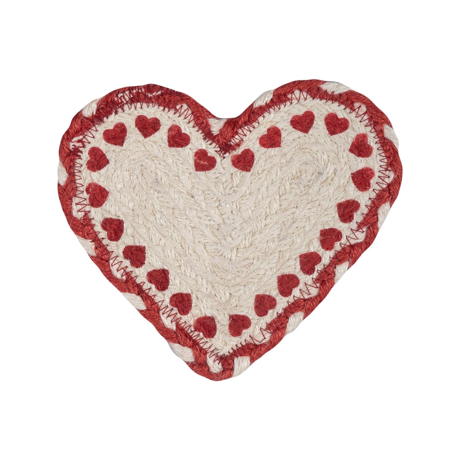 Placemats Red Printed Jute Heart Coasters 27111