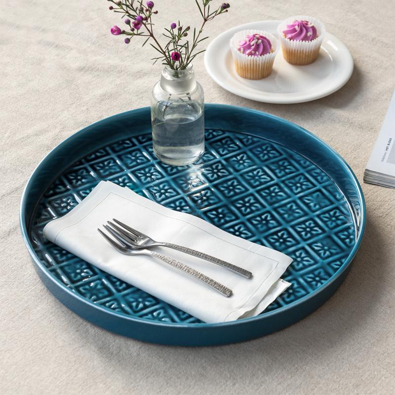 Kitchenalia Round Enamel Tray - 30cm Azure 27283