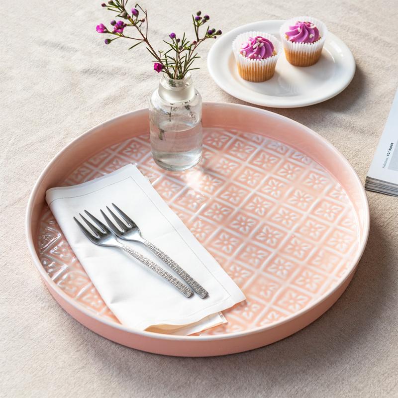 Kitchenalia Round Enamel Tray - 30cm Blush 27582