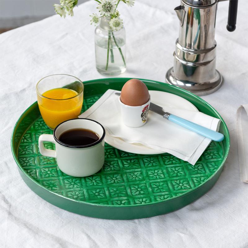 Kitchenalia Round Enamel Tray - 30cm Emerald 27281