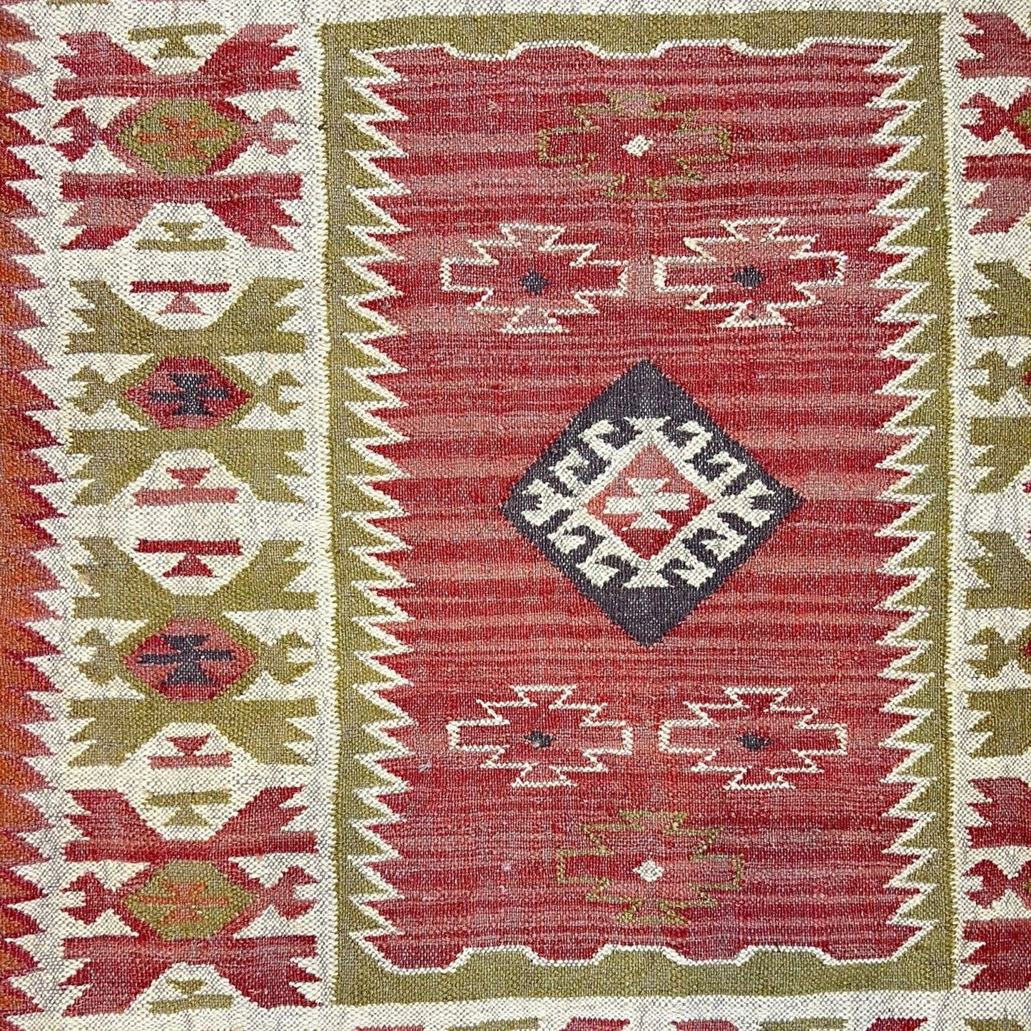 Rugs Rug - Handwoven Kilim - Pea, Brick, Oatmeal, Charcoal 25854