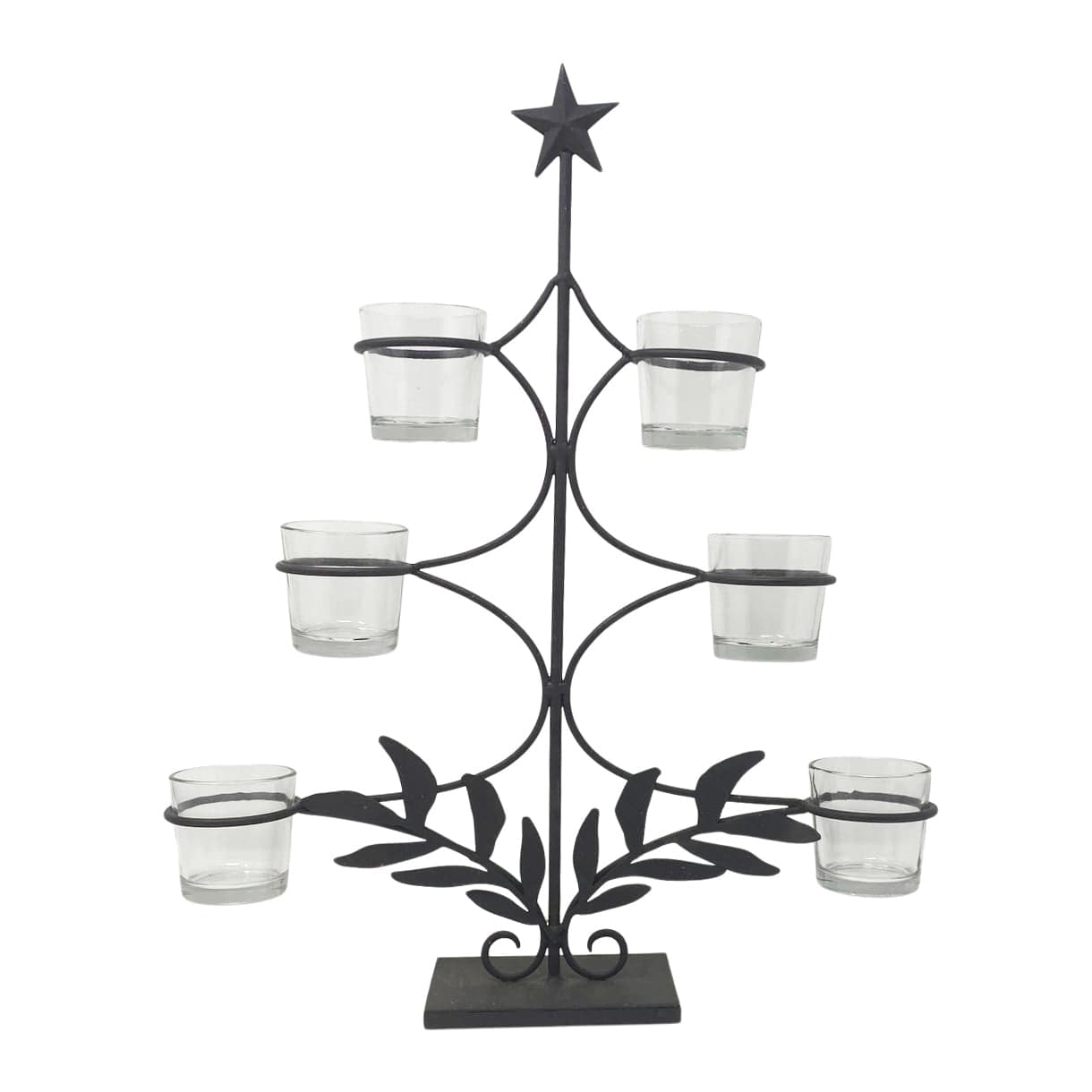 Candles Rustic Christmas Tree / Six Clear Votives 26186