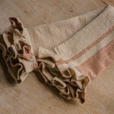 Tea Towels Rustic Stripe Tea Towel - Set of 2 Brick 27883