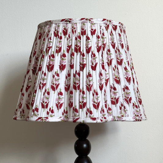 Empire/Scalloped Scalloped Lampshade - Blush & Cherry Blooms on White