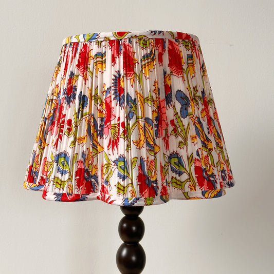 Empire Scalloped Lampshade - Bright Country Flowers on White