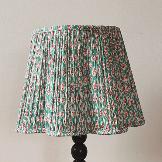 Empire Scalloped Lampshade - Cherry Blooms on Jade
