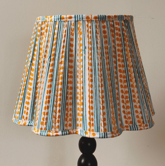Empire Scalloped Lampshade - Corn Seed Pods on Azure